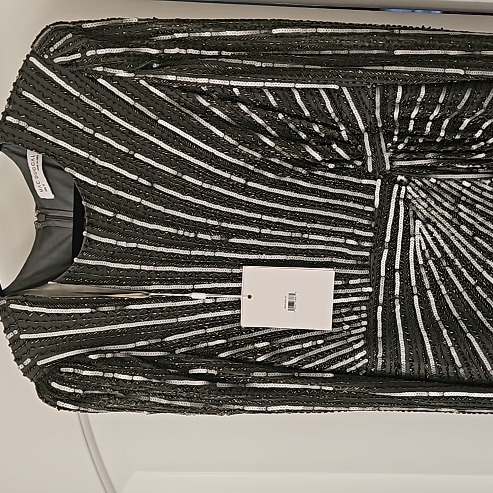 Mac DuggalEmbellished Puff Sleeve Side Knot Gown - Picture 5 of 9